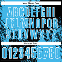 Laden Sie das Bild in den Galerie-Viewer, Custom Sky Blue Black-White 3D Pattern Design Abstract Brush Stroke Performance Polo Shirt