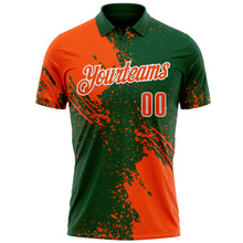 Charger l'image dans la galerie, Custom Orange Green-White 3D Pattern Design Abstract Brush Stroke Performance Polo Shirt