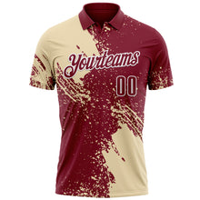 Laden Sie das Bild in den Galerie-Viewer, Custom Cream Crimson-White 3D Pattern Design Abstract Brush Stroke Performance Polo Shirt