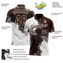 Laden Sie das Bild in den Galerie-Viewer, Custom White Brown 3D Pattern Design Abstract Brush Stroke Performance Polo Shirt
