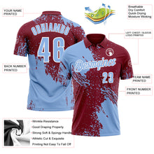 Загрузить изображение в средство просмотра галереи, Custom Light Blue Crimson-White 3D Pattern Design Abstract Brush Stroke Performance Polo Shirt