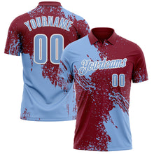 Загрузить изображение в средство просмотра галереи, Custom Light Blue Crimson-White 3D Pattern Design Abstract Brush Stroke Performance Polo Shirt