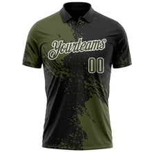 Загрузить изображение в средство просмотра галереи, Custom Olive Black-White 3D Pattern Design Abstract Brush Stroke Performance Polo Shirt