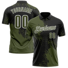 Загрузить изображение в средство просмотра галереи, Custom Olive Black-White 3D Pattern Design Abstract Brush Stroke Performance Polo Shirt