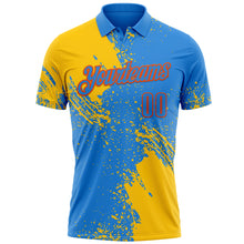 Load image into Gallery viewer, Custom Yellow Powder Blue-Orange 3D Pattern Design Abstract Brush Stroke Performance Polo Shirt