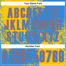 Load image into Gallery viewer, Custom Yellow Powder Blue-Orange 3D Pattern Design Abstract Brush Stroke Performance Polo Shirt