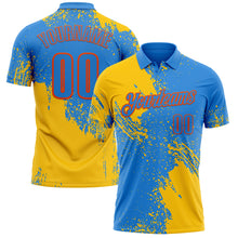 Load image into Gallery viewer, Custom Yellow Powder Blue-Orange 3D Pattern Design Abstract Brush Stroke Performance Polo Shirt