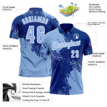 Laden Sie das Bild in den Galerie-Viewer, Custom Light Blue Royal-White 3D Pattern Design Abstract Brush Stroke Performance Polo Shirt