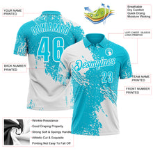 Charger l'image dans la galerie, Custom White Lakes Blue 3D Pattern Design Abstract Brush Stroke Performance Polo Shirt