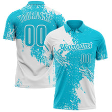 Charger l'image dans la galerie, Custom White Lakes Blue 3D Pattern Design Abstract Brush Stroke Performance Polo Shirt