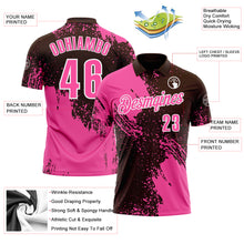 Charger l'image dans la galerie, Custom Pink Brown-White 3D Pattern Design Abstract Brush Stroke Performance Polo Shirt