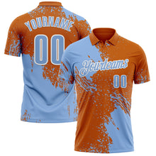 Загрузить изображение в средство просмотра галереи, Custom Light Blue Texas Orange-White 3D Pattern Design Abstract Brush Stroke Performance Polo Shirt