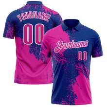 Загрузить изображение в средство просмотра галереи, Custom Deep Pink Royal-White 3D Pattern Design Abstract Brush Stroke Performance Polo Shirt