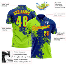Загрузить изображение в средство просмотра галереи, Custom Neon Green Royal-Orange 3D Pattern Design Abstract Brush Stroke Performance Polo Shirt