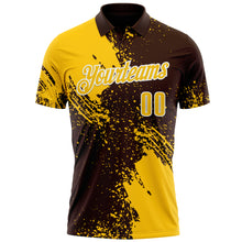 Load image into Gallery viewer, Custom Yellow Brown-White 3D Pattern Design Abstract Brush Stroke Performance Polo Shirt