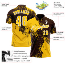 Load image into Gallery viewer, Custom Yellow Brown-White 3D Pattern Design Abstract Brush Stroke Performance Polo Shirt