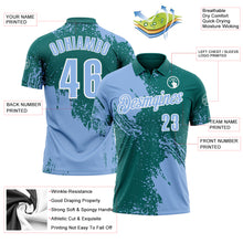 Загрузить изображение в средство просмотра галереи, Custom Light Blue Teal-White 3D Pattern Design Abstract Brush Stroke Performance Polo Shirt