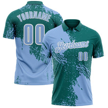Загрузить изображение в средство просмотра галереи, Custom Light Blue Teal-White 3D Pattern Design Abstract Brush Stroke Performance Polo Shirt