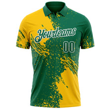 Load image into Gallery viewer, Custom Yellow Kelly Green-White 3D Pattern Design Abstract Brush Stroke Performance Polo Shirt