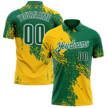 Load image into Gallery viewer, Custom Yellow Kelly Green-White 3D Pattern Design Abstract Brush Stroke Performance Polo Shirt