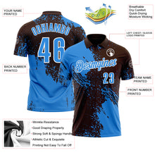 Charger l'image dans la galerie, Custom Powder Blue Brown-White 3D Pattern Design Abstract Brush Stroke Performance Polo Shirt
