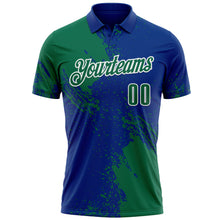 Загрузить изображение в средство просмотра галереи, Custom Kelly Green Royal-White 3D Pattern Design Abstract Brush Stroke Performance Polo Shirt