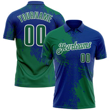 Загрузить изображение в средство просмотра галереи, Custom Kelly Green Royal-White 3D Pattern Design Abstract Brush Stroke Performance Polo Shirt