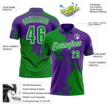 Load image into Gallery viewer, Custom Grass Green Purple-White 3D Pattern Design Abstract Brush Stroke Performance Polo Shirt