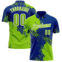 Загрузить изображение в средство просмотра галереи, Custom Neon Green Royal-White 3D Pattern Design Abstract Brush Stroke Performance Polo Shirt