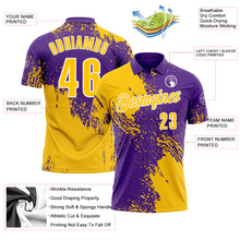 Load image into Gallery viewer, Custom Yellow Purple-White 3D Pattern Design Abstract Brush Stroke Performance Polo Shirt
