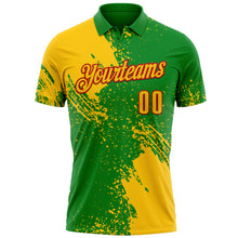 Load image into Gallery viewer, Custom Yellow Grass Green-White 3D Pattern Design Abstract Brush Stroke Performance Polo Shirt