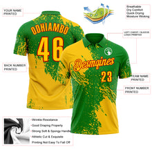 Load image into Gallery viewer, Custom Yellow Grass Green-White 3D Pattern Design Abstract Brush Stroke Performance Polo Shirt