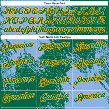 Laden Sie das Bild in den Galerie-Viewer, Custom Light Blue Kelly Green-Gold 3D Pattern Design Abstract Brush Stroke Performance Polo Shirt