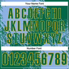 Laden Sie das Bild in den Galerie-Viewer, Custom Light Blue Kelly Green-Gold 3D Pattern Design Abstract Brush Stroke Performance Polo Shirt