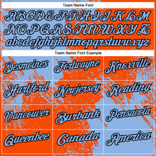 Laden Sie das Bild in den Galerie-Viewer, Custom Light Blue Orange-Black 3D Pattern Design Abstract Brush Stroke Performance Polo Shirt