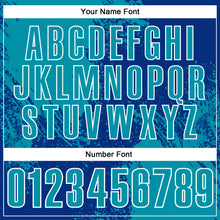 Load image into Gallery viewer, Custom Teal Royal-White 3D Pattern Design Abstract Brush Stroke Performance Polo Shirt