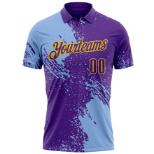 Загрузить изображение в средство просмотра галереи, Custom Light Blue Purple-Yellow 3D Pattern Design Abstract Brush Stroke Performance Polo Shirt