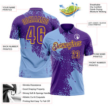 Загрузить изображение в средство просмотра галереи, Custom Light Blue Purple-Yellow 3D Pattern Design Abstract Brush Stroke Performance Polo Shirt