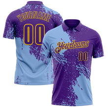 Загрузить изображение в средство просмотра галереи, Custom Light Blue Purple-Yellow 3D Pattern Design Abstract Brush Stroke Performance Polo Shirt