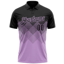 Load image into Gallery viewer, Custom Black Light Purple 3D Gradient Square Shape Performance Polo Shirt