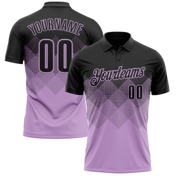 Custom Black Light Purple 3D Gradient Square Shape Performance Polo Shirt