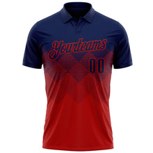Загрузить изображение в средство просмотра галереи, Custom Navy Red 3D Gradient Square Shape Performance Polo Shirt
