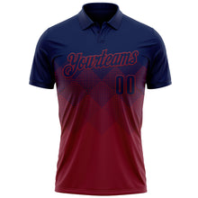 Загрузить изображение в средство просмотра галереи, Custom Navy Crimson 3D Gradient Square Shape Performance Polo Shirt