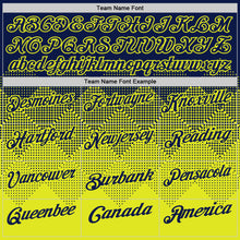 Загрузить изображение в средство просмотра галереи, Custom Navy Neon Yellow 3D Gradient Square Shape Performance Polo Shirt