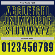 Загрузить изображение в средство просмотра галереи, Custom Navy Neon Yellow 3D Gradient Square Shape Performance Polo Shirt