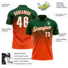 Laden Sie das Bild in den Galerie-Viewer, Custom Green White-Orange 3D Gradient Square Shape Performance Polo Shirt