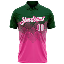 Загрузить изображение в средство просмотра галереи, Custom Green White-Pink 3D Gradient Square Shape Performance Polo Shirt