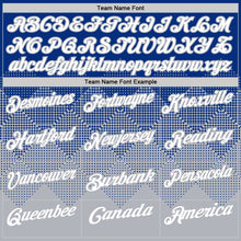 Laden Sie das Bild in den Galerie-Viewer, Custom Royal White-Gray 3D Gradient Square Shape Performance Polo Shirt