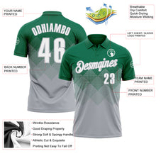 Загрузить изображение в средство просмотра галереи, Custom Kelly Green White-Gray 3D Gradient Square Shape Performance Polo Shirt
