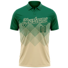 Load image into Gallery viewer, Custom Kelly Green Cream 3D Gradient Square Shape Performance Polo Shirt